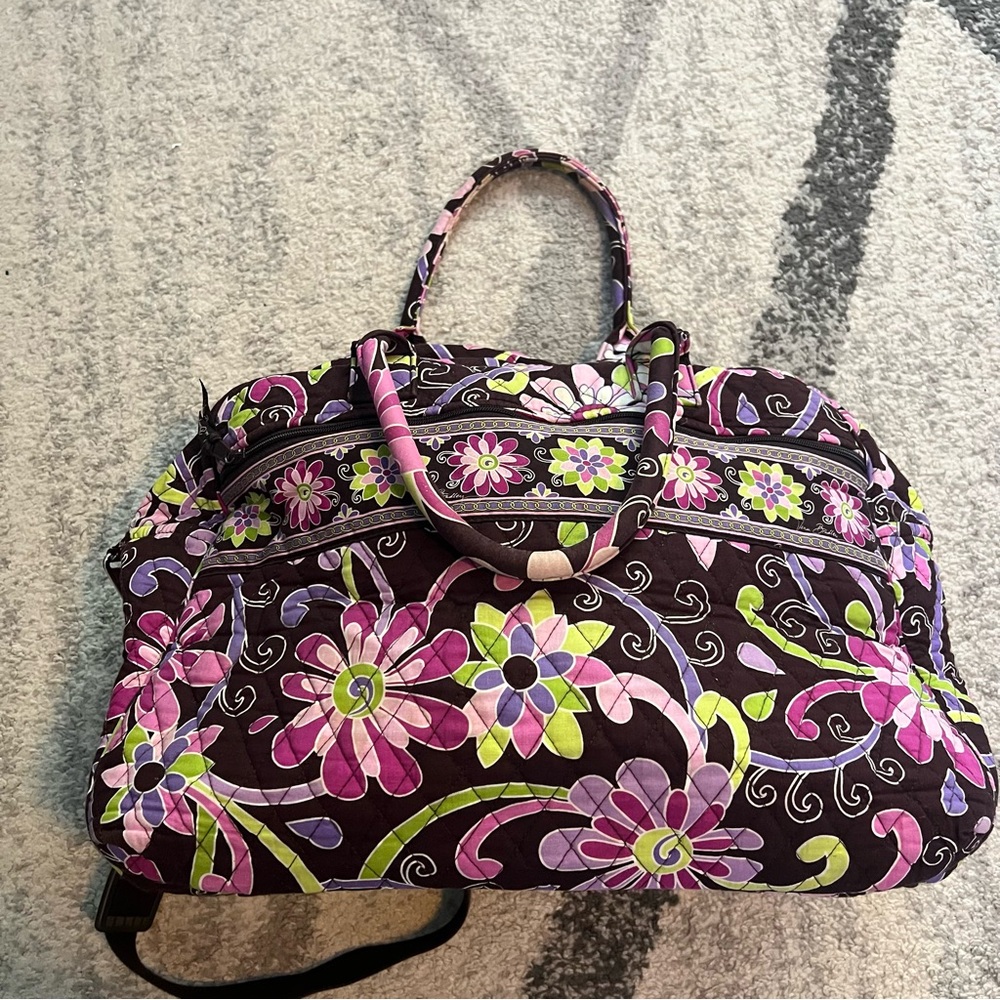 Vera Bradley Purple and Green Floral Weekender Bag
